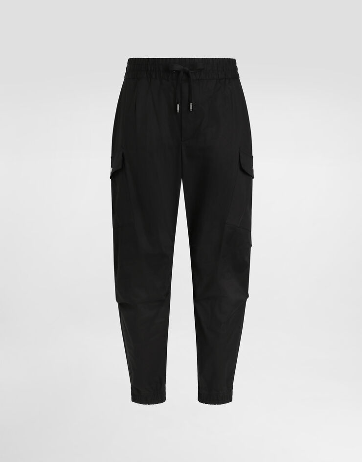Dolce & Gabbana Cotton cargo pants with branded tag Black GW5OHTFUFMF