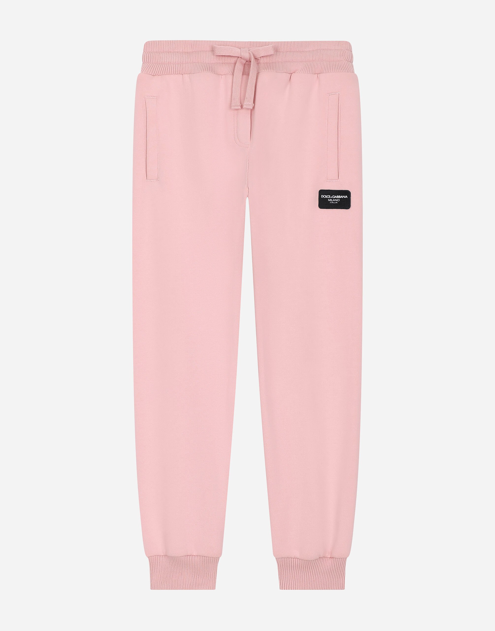 Dolce & Gabbana Jersey jogging pants with logo patch Rosa L5JPD7G7M4V