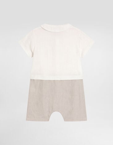 Dolce & Gabbana Linen romper with embroidery Multicolor L12O04G7PSZ