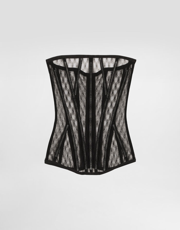 Dolce & Gabbana Mesh tulle corset Black F7AG8TFLSK8