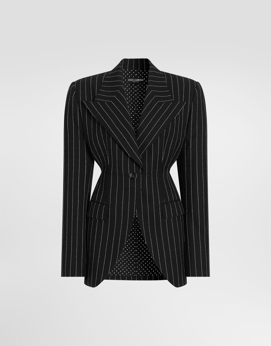 Single-breasted pinstripe virgin wool jacket