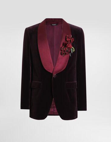 Dolce & Gabbana Single-breasted sicilia light smooth velvet jacket Purple G2VQ8ZFUVG7