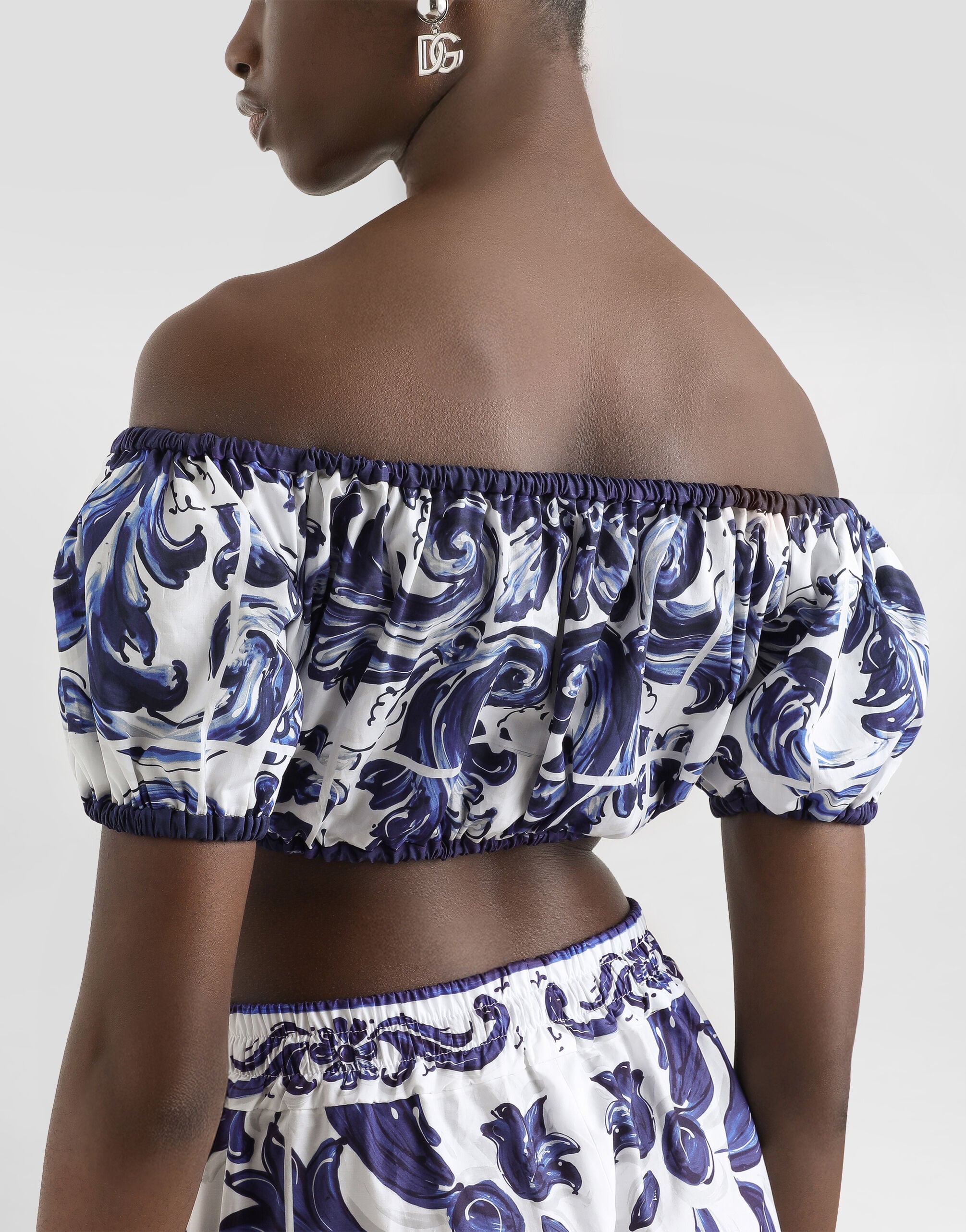Majolica-print cotton top - thumbnail 5