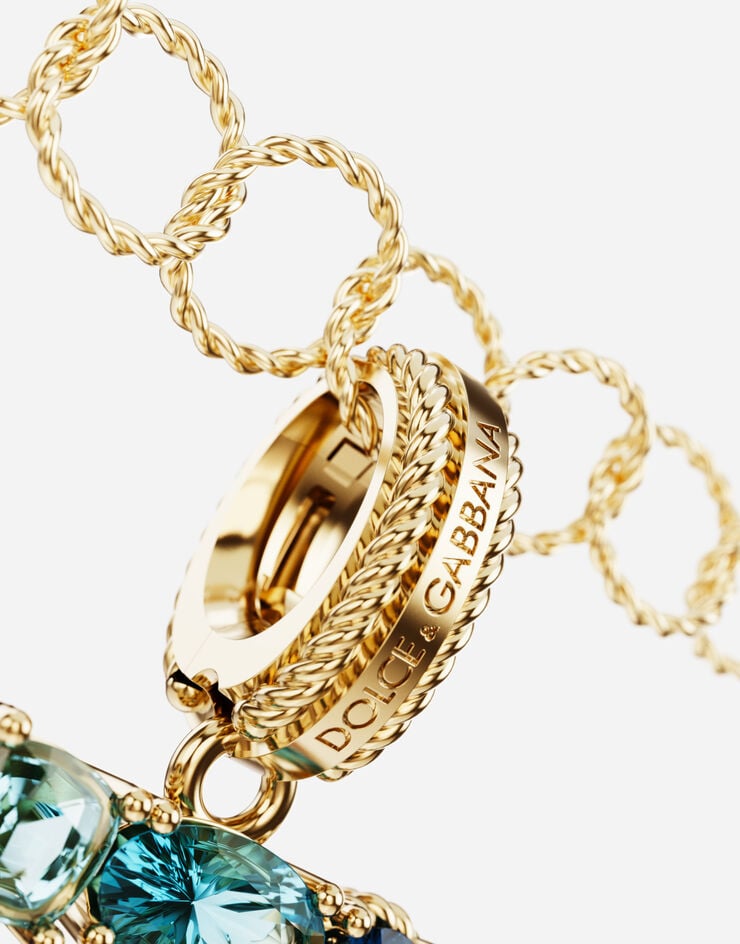 Dolce & Gabbana دلاية قوس قزح من الذهب الأصفر عيار 18 قيراط بأحجار كريمة متعددة الألوان تمثل الرقم 5 ذهب أصفر WAPR1GWMIX5