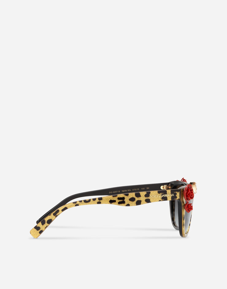 Dolce & Gabbana Gafas de sol Leopardo & rosas Estampado Leopardo / Purpurina Dorada VG4237VP88G