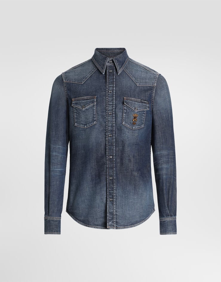 Dolce & Gabbana Gold shirt in denim with patch Dolce & Gabbana Gold shirt in denim with patch Blue G5JC8ZG8QH3