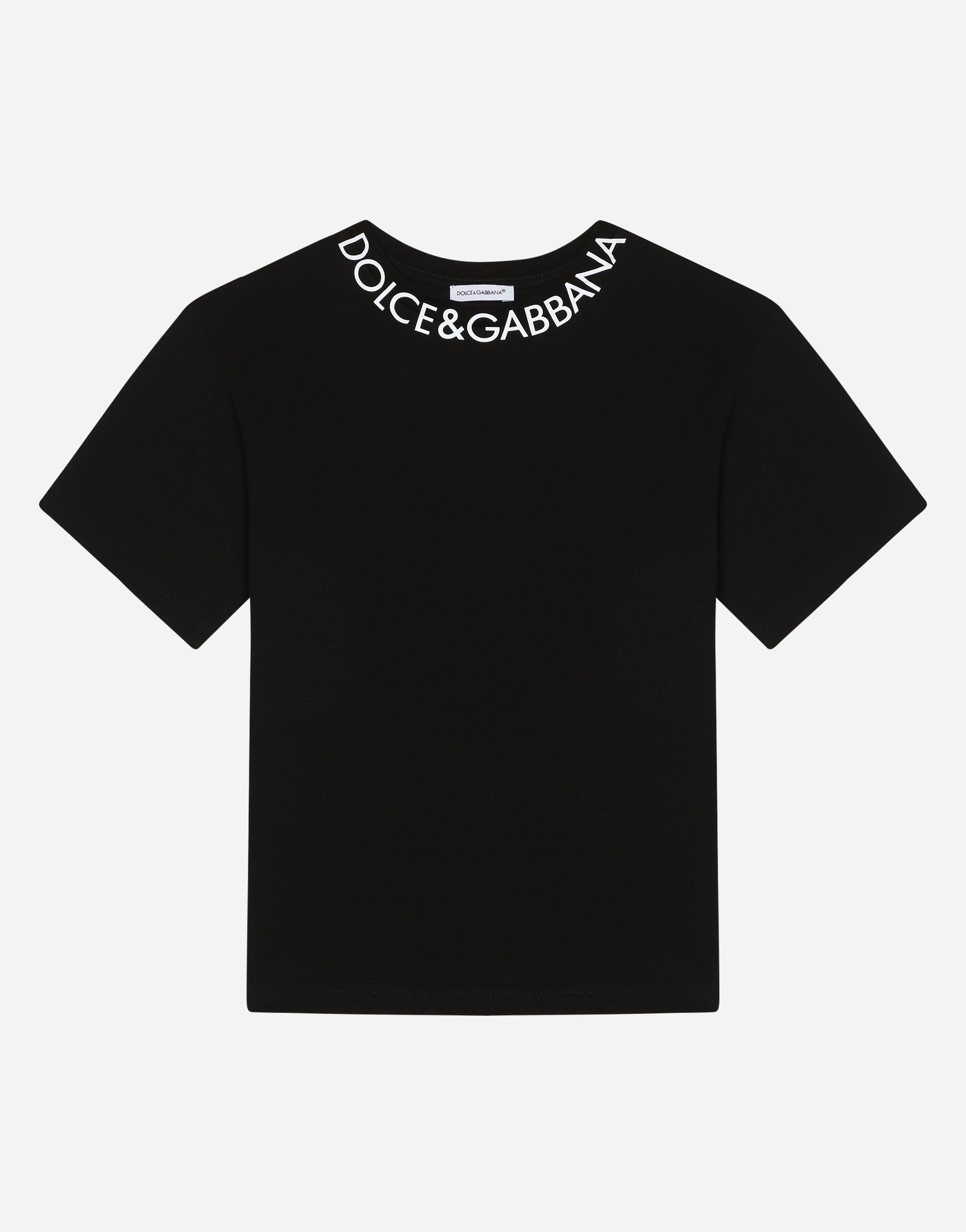 Dolce & Gabbana Jersey T-shirt with logo print Black L4JTEYG7K8Z