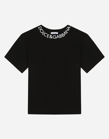Dolce & Gabbana Jersey T-shirt with logo print Black L4JTEYG7IJ6