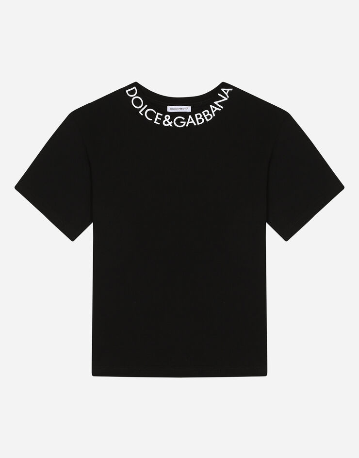 Dolce & Gabbana Camiseta de punto con estampado del logotipo Negro L4JTEYG7IJ6