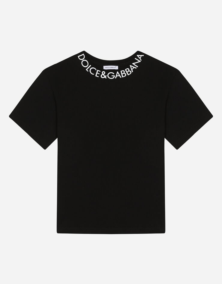 Dolce & Gabbana Camiseta de punto con estampado del logotipo Negro L4JTEYG7IJ6