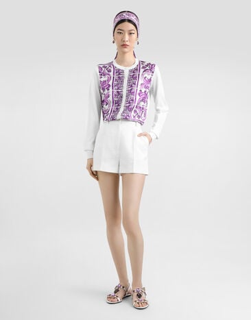 Dolce & Gabbana Shorts de esterilla elástica White FTBVHTFU9AU