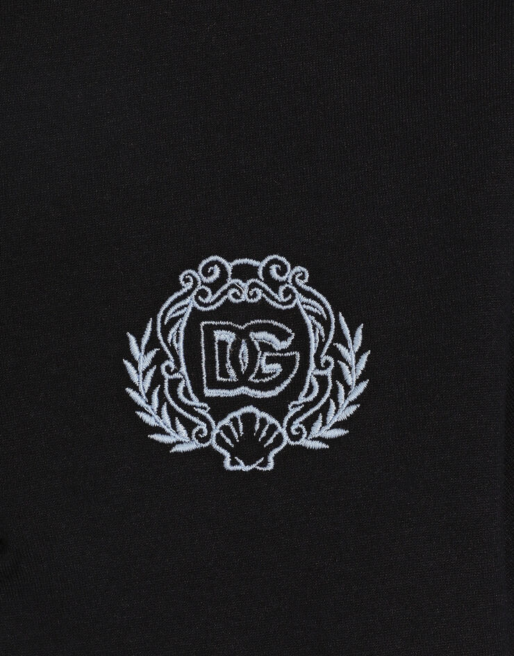 Dolce & Gabbana DGエンブロイダリー ジャージー ヘンリーネック Tシャツ   Blue L4JTJAG7PEW
