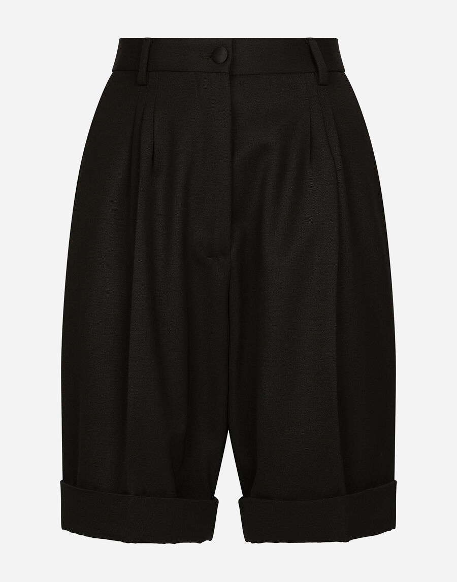 Wool gabardine shorts