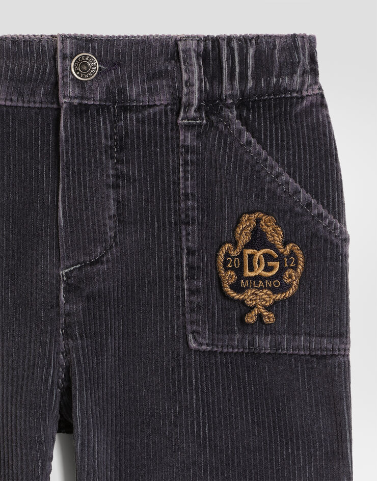 Dolce & Gabbana Velvet trousers with patch Multicolor L15P48LY115