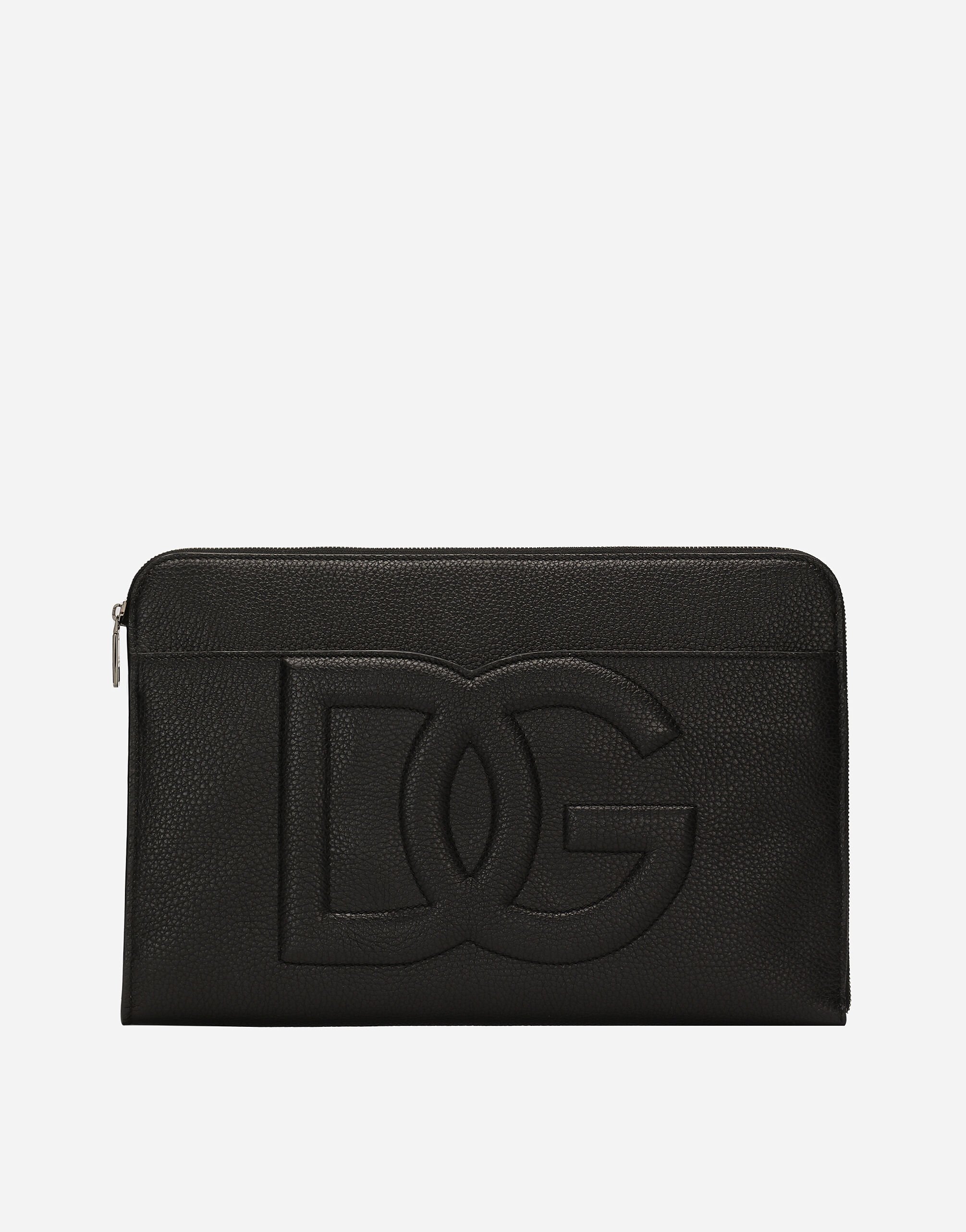 Dolce & Gabbana حقيبة باوتش كبيرة من جلد غزال بني BM2338A8034