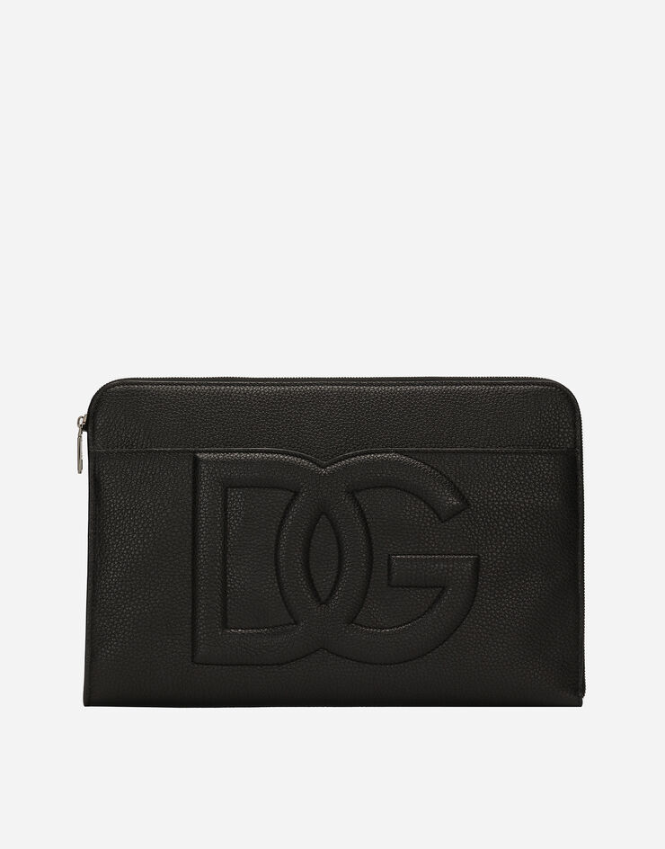 Dolce & Gabbana حقيبة باوتش كبيرة من جلد غزال أسود BM2337A8034