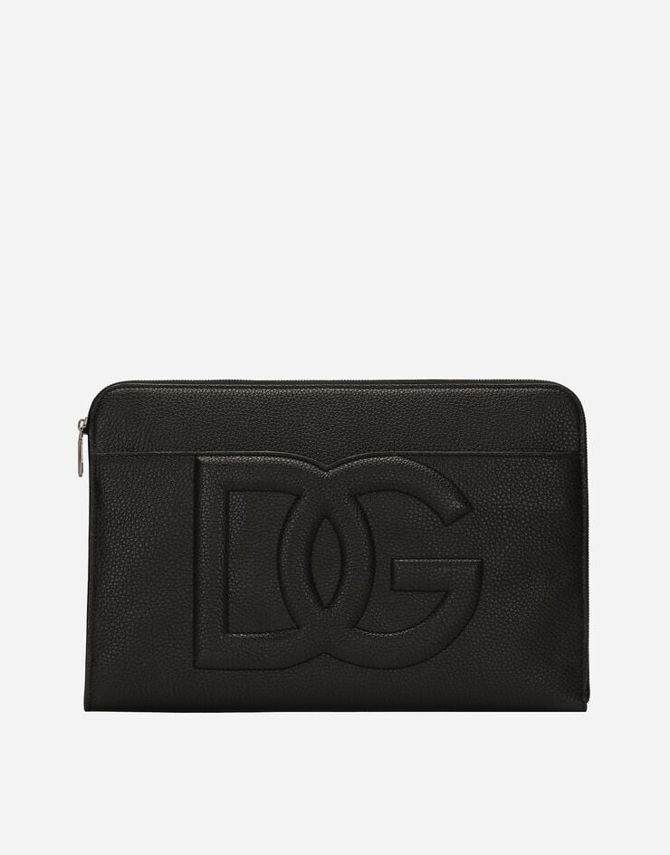 Dolce & Gabbana Grande pochette en cuir de cerf Noir BM2337A8034