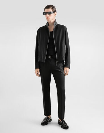 Dolce & Gabbana Cazadora de piel y tejido técnico con cuello alto y placa Negro G9BLWTHUMTU