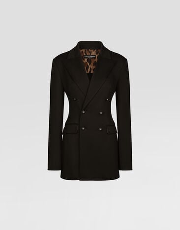 Dolce & Gabbana Double-breasted Milano rib jacket Black F29RSTFUGPN