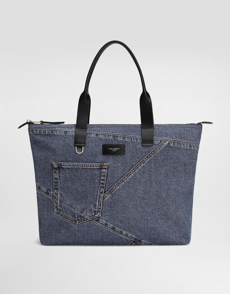 Dolce & Gabbana 丹宁拼饰中号购物袋 蓝 BM2375AQ760