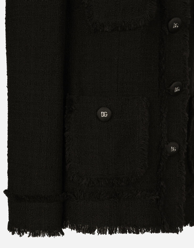 Dolce & Gabbana Einreihige Tweedjacke Schwarz F27AGTFMTAC