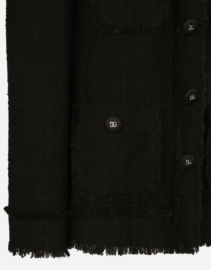 Dolce & Gabbana Single-breasted tweed jacket Black F27AGTFMTAC