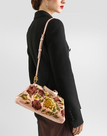 Dolce & Gabbana 그랜드마 미디엄 핸드백 벨벳 소재 스티치 자수 디테일 멀티 컬러 BB7986B3T61