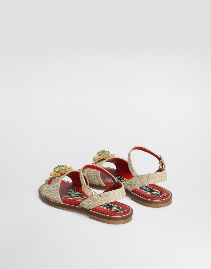 Dolce & Gabbana Raffia sandals with embroidery Multicolor D11444A3L96