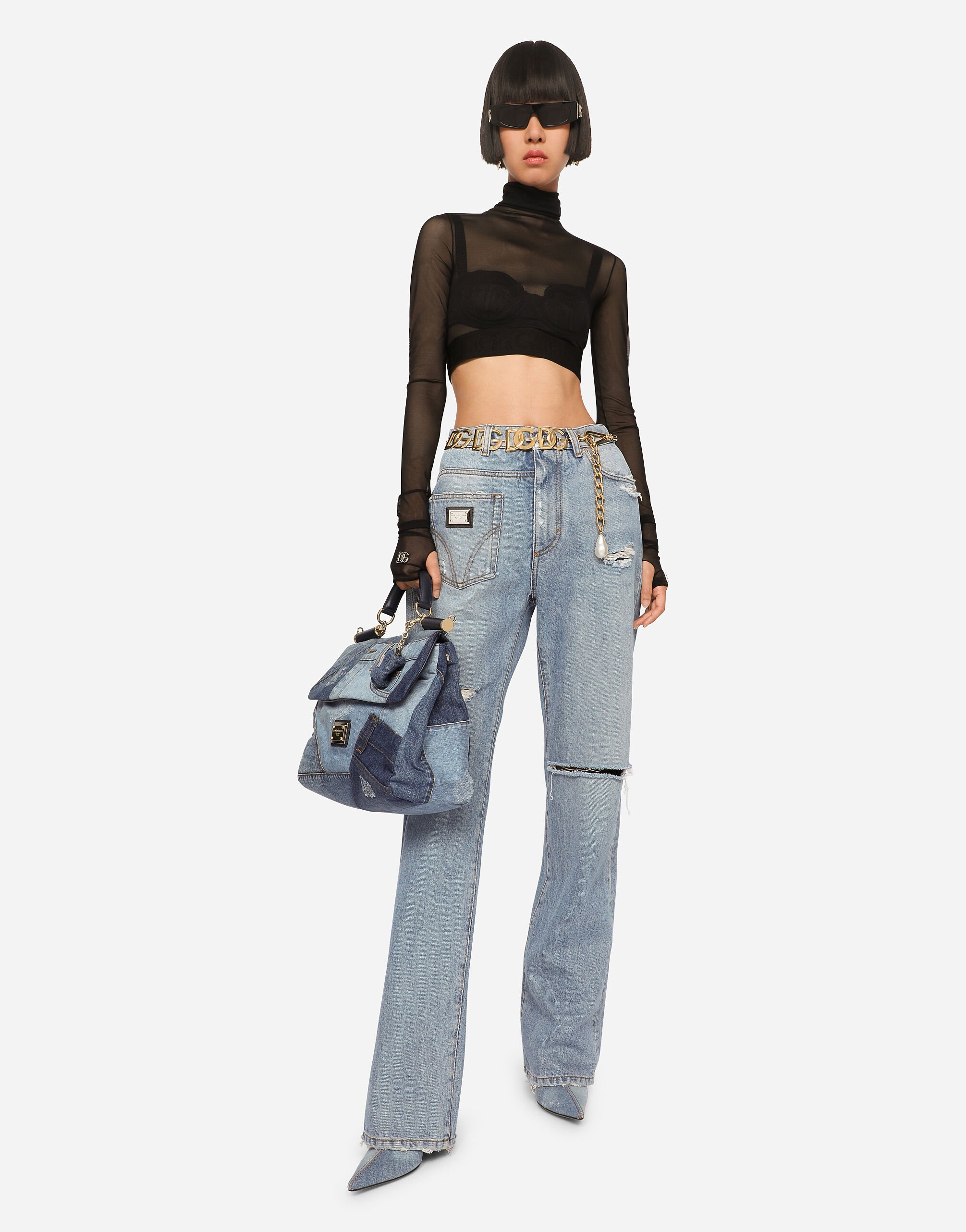Vaqueros en patchwork de denim en Multicolor de Mujer Dolce Gabbana