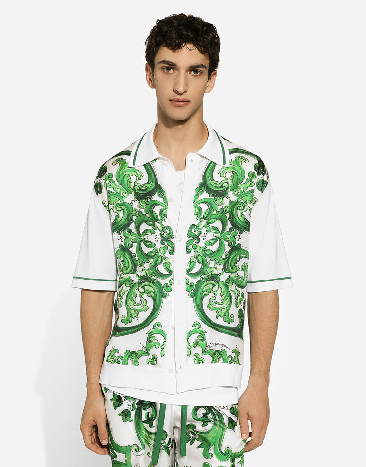 Dolce & Gabbana 马约利卡印花真丝与纱线阔型衬衫 版画 GXV29TJBSJL
