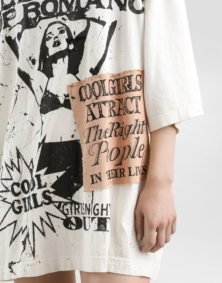 Dolce & Gabbana Oversized jersey t-shirt with print Multicolor F8V93TGDDH8