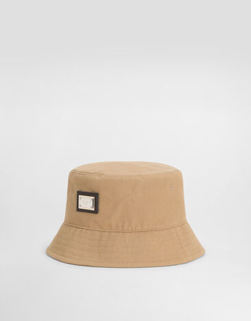 Dolce & Gabbana Canvas bucket hat with branded tag Blue LBKAG2JBCF8