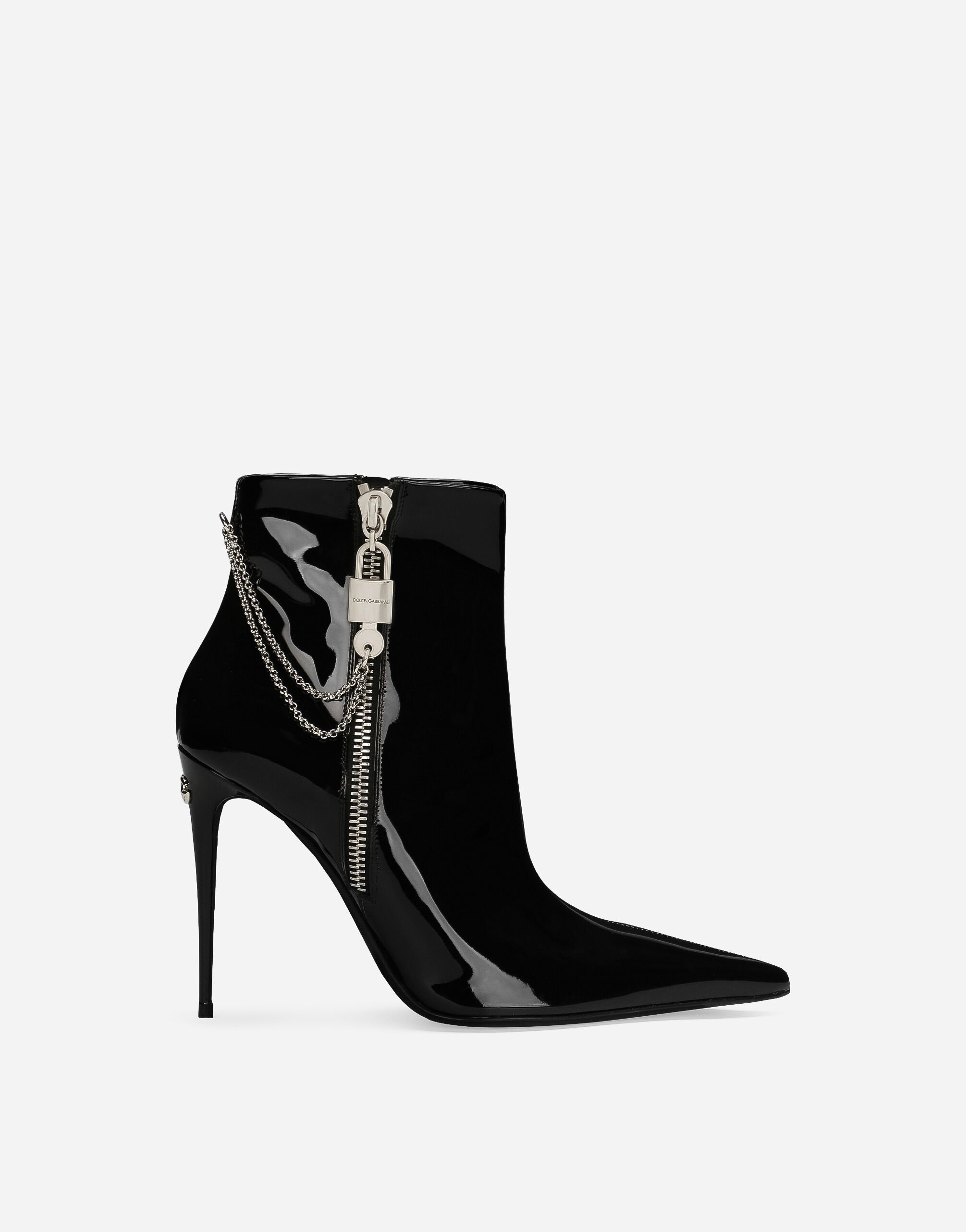 Dolce&Gabbana حذاء بوت برقبة للكاحل من جلد لامع أسود CU1067AQ513