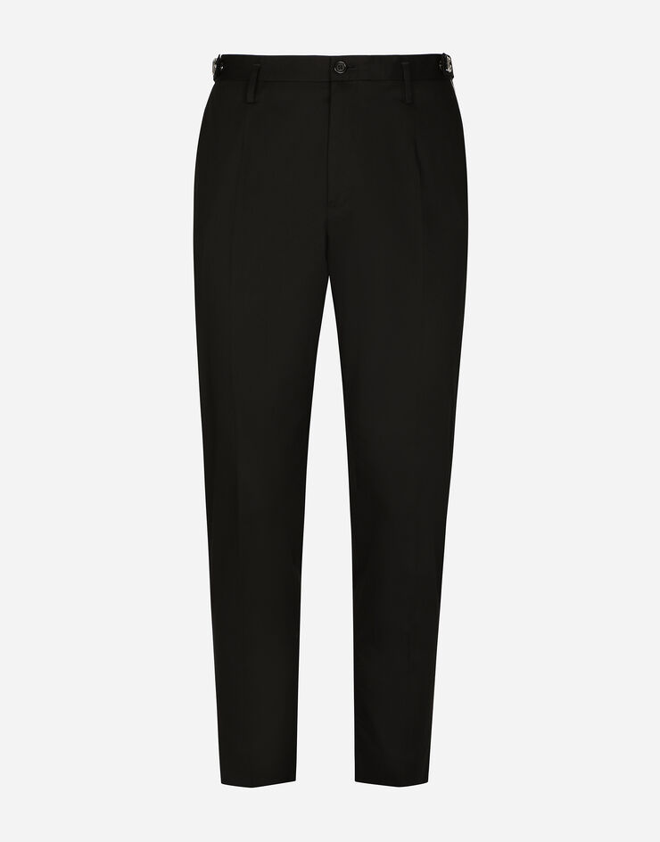 Dolce & Gabbana Pantalón de algodón elástico con DG Hardware Negro GVRCETFUFJR