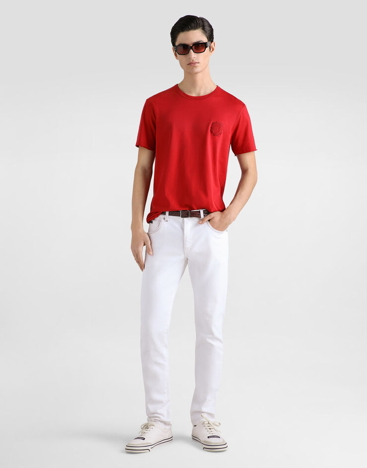 Dolce & Gabbana Cotton t-shirt with patch Red G8TQ8ZG7QNN