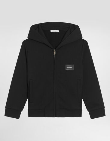 Dolce & Gabbana Sudadera de jersey con capucha y placa Negro L4JW2VG7OLJ