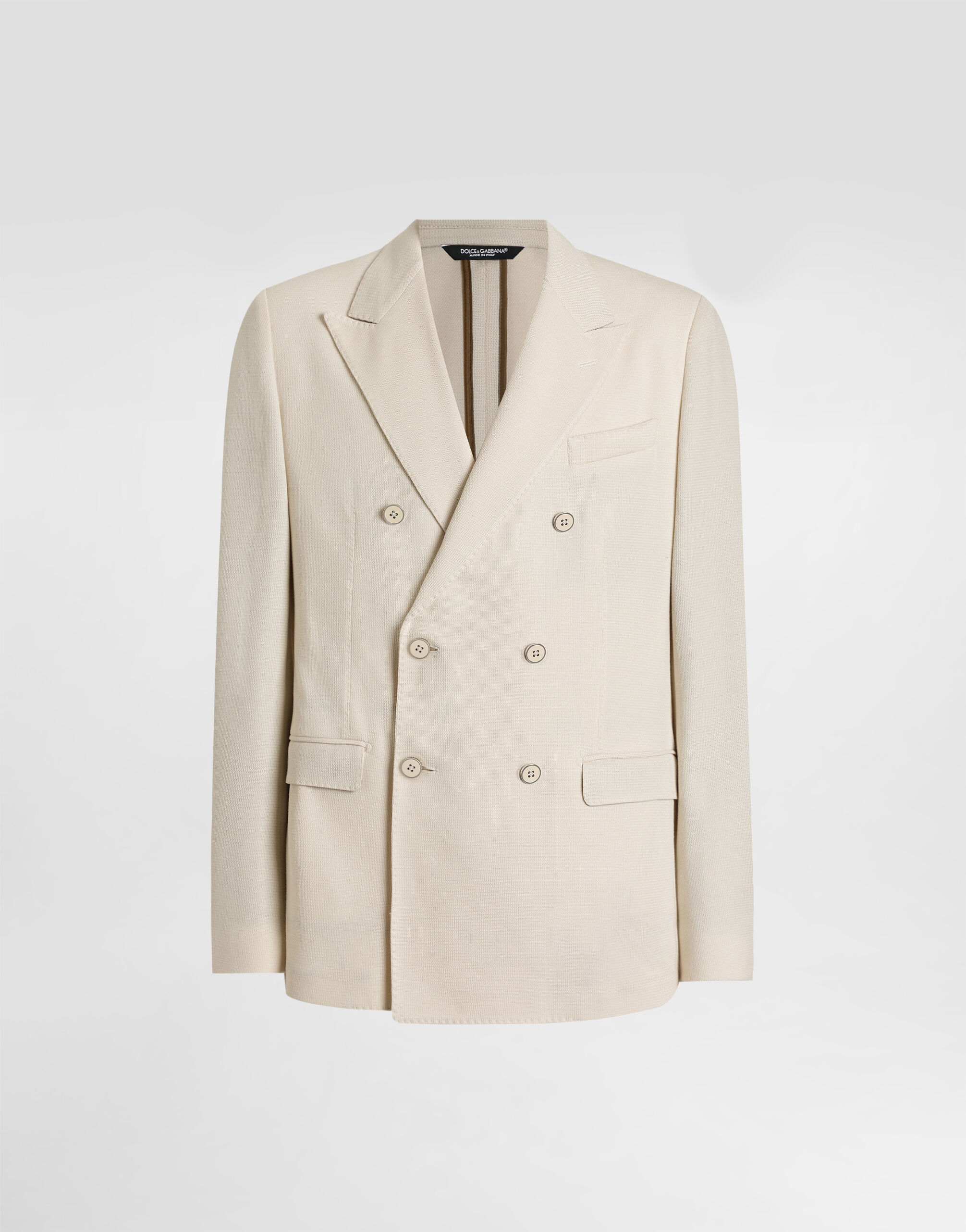 DOLCE&GABBANA コットンジャケット36 Whiteのメンズ タオルミナ コットン ジャージー ダブルブレスト