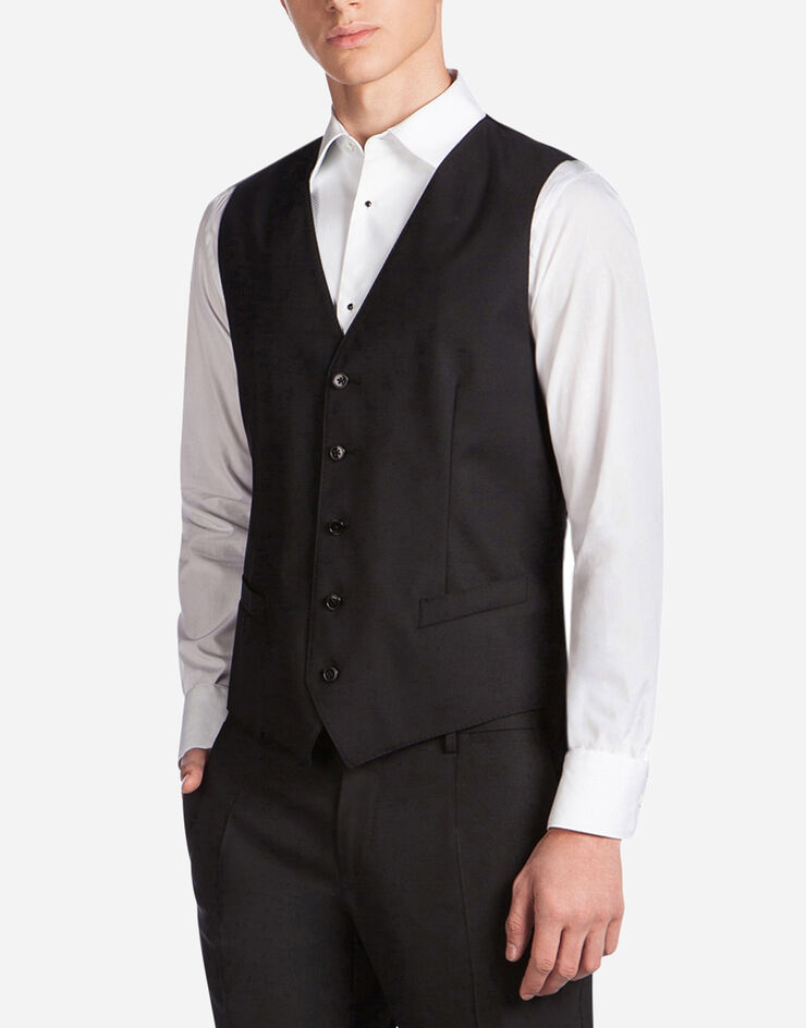 Dolce & Gabbana Five button vest in wool Black G7505TFUBBG