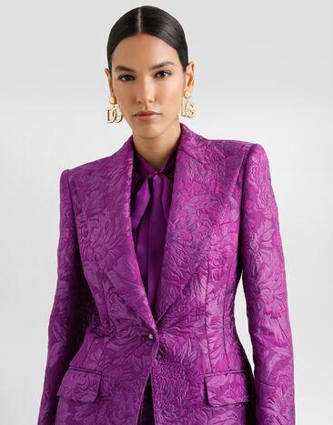 Dolce & Gabbana Peony-motif brocade turlington jacket Purple F29UCTHJMQO