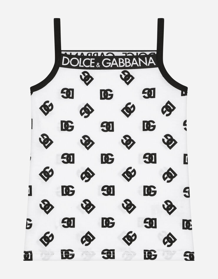 Dolce & Gabbana Jersey tank top with DG logo print Multicolor L5J714FSG3K