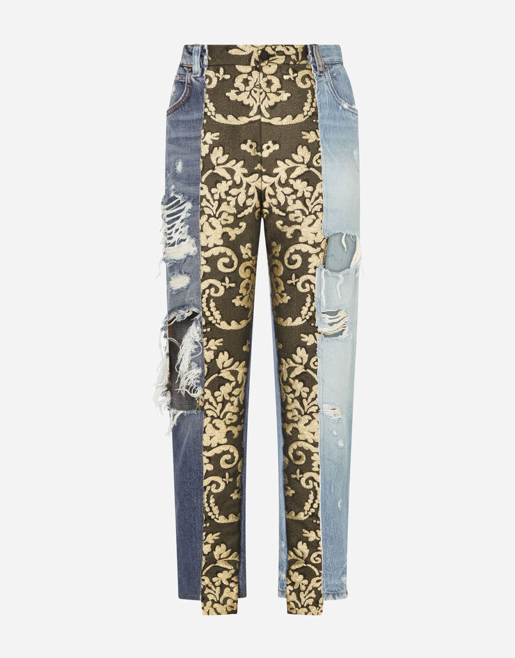Dolce & Gabbana High-waisted jacquard and denim jeans AZUL FTB2NDG900L