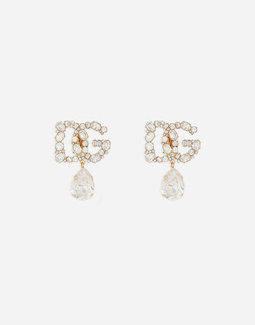 Dolce & Gabbana Earrings with DG logo and rhinestone teardrop pendant Gold WER4C1W1111