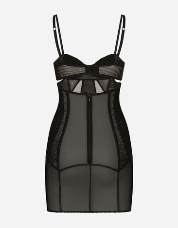 Dolce&Gabbana Tulle minidress with corset details Black F6JAZTFLRDA