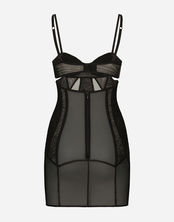 Dolce & Gabbana Mini-robe en tulle avec détails style corset Noir F6JAZTFLRDA