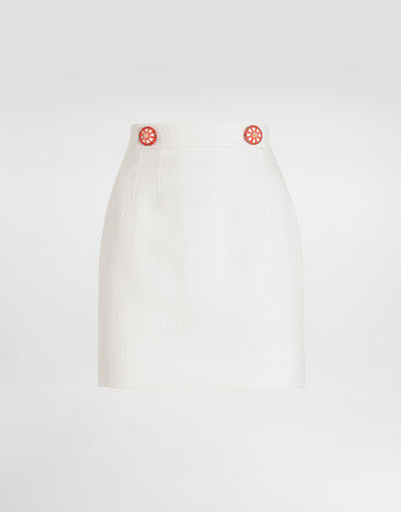 Dolce & Gabbana Miniskirt in fabric White F4DEUTFU9AU