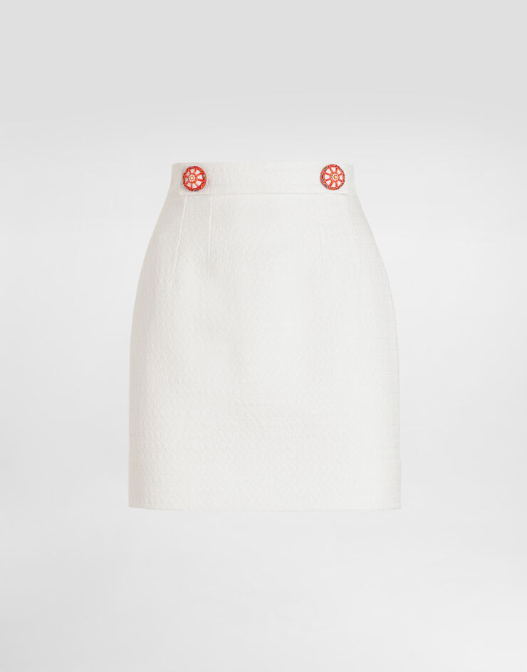 Dolce & Gabbana Miniskirt in fabric White F4DEUTFU9AU