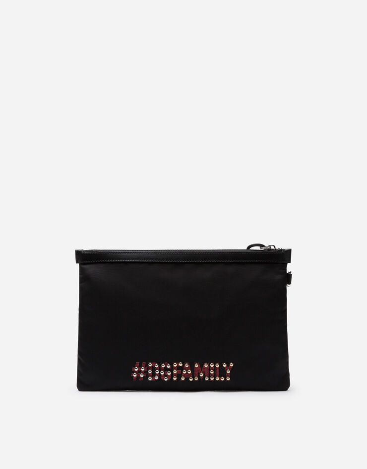 Dolce & Gabbana Dna clutch bag in nylon with tailored stylist patches NOIR BB6767AX695