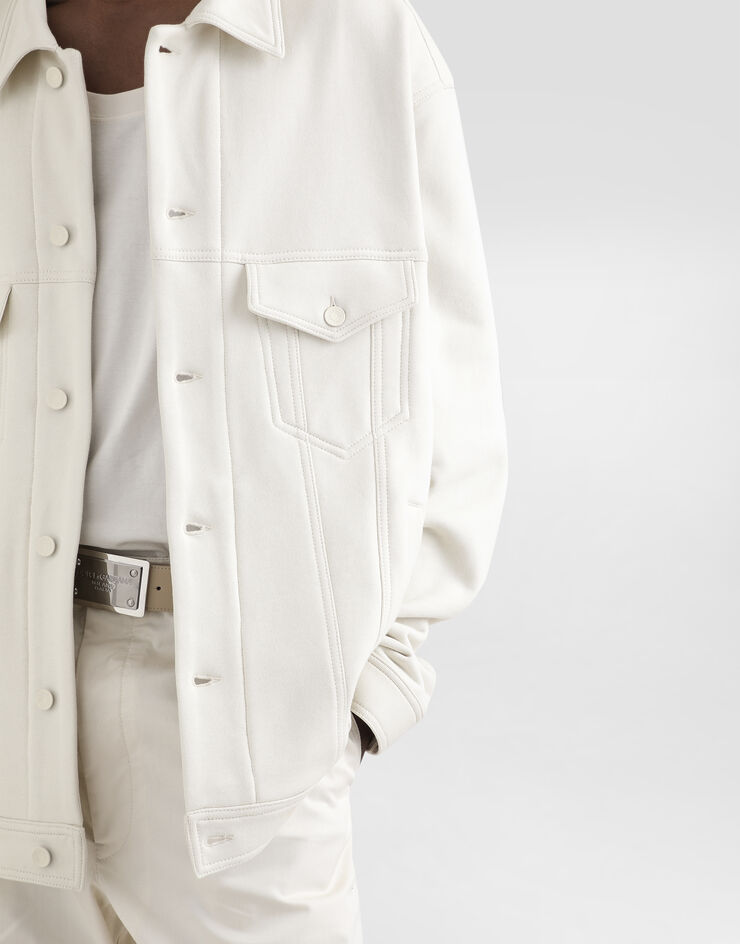 Dolce & Gabbana Jacke aus Baumwollsweatstoff Beige G9BKBTHU7O5