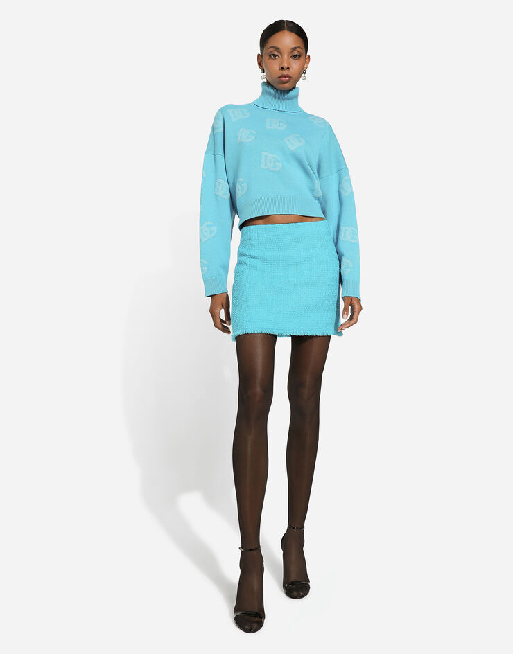 Dolce & Gabbana Raschel tweed miniskirt: Turquoise F4CE8TFMMHN