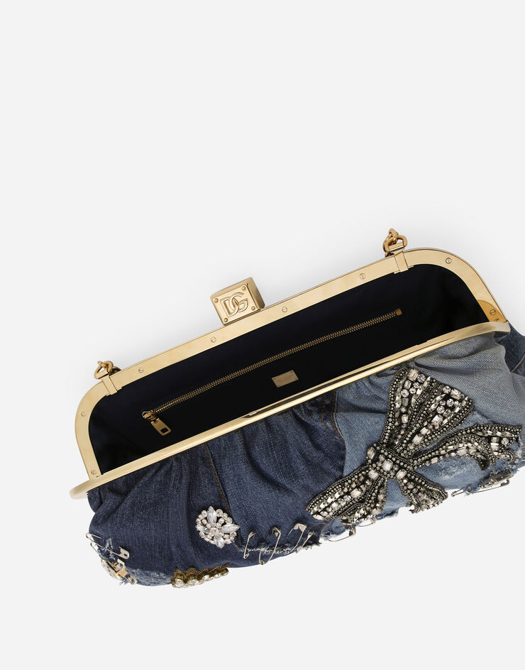 Dolce & Gabbana Patchwork denim Maria clutch with embroidery Denim BB7373AJ077